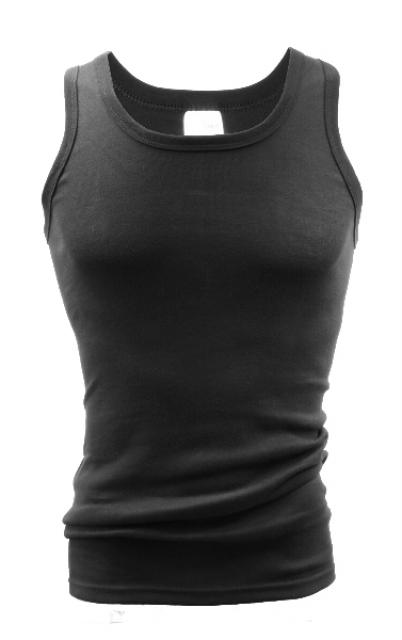 Vincent Creation® Herren Feinripp Unterhemd in schwarz - Doppelpack