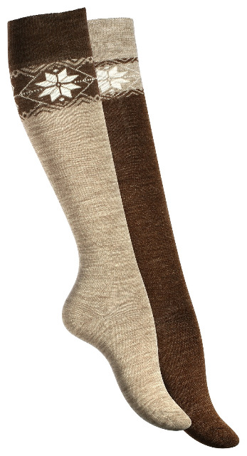 Damen Woll-Kniestrümpfe mit Eiskristallmuster