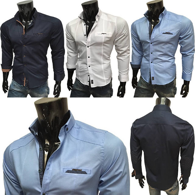 Herren Freizeit Business Hemden Langarm Oberteile