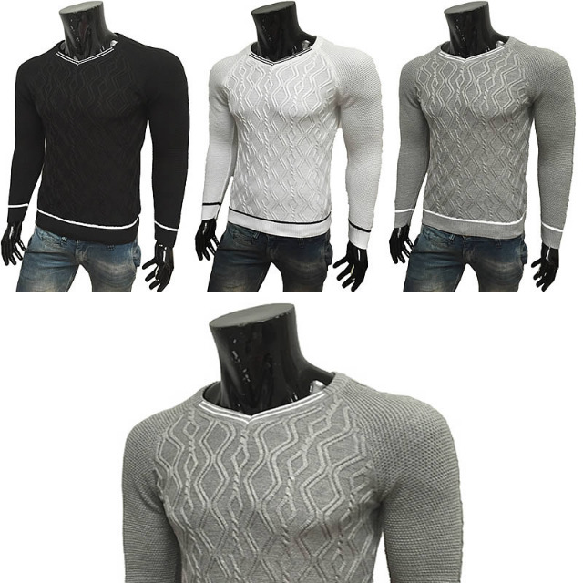 Herren Strick Pullover Langarm Shirts Oberteile