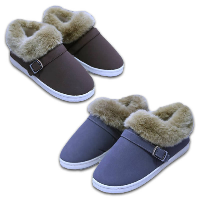 Damen Slipper Hausschuhe Echt Leder und Fell