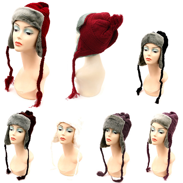 Damen Herbst Winter Fell Mützen Mix je 1,69 EUR