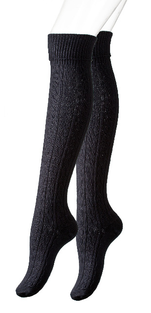 Vincent Creation® Damen Baumwoll-Stiefel-Kniestrümpfe mit Zopfmuster