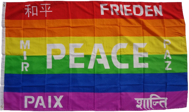 Flagge  Peace 7 Sprachen  90 x 150 cm