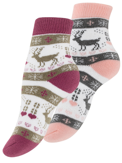 yenita® Damen Thermosocken mit Rentiermotiv und Geschenkschleife
