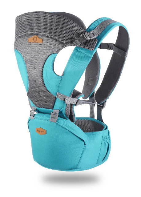 Lionelo Lauren ergonomische Babytrage Bauchtrage türkis bis 15kg Baby Tragetasche Hüfttrage Rückentrage Kindertrage Rückenschonend Trage