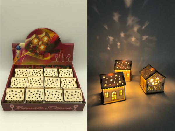 LED Lichtdeko Winterhaus in 12er Display