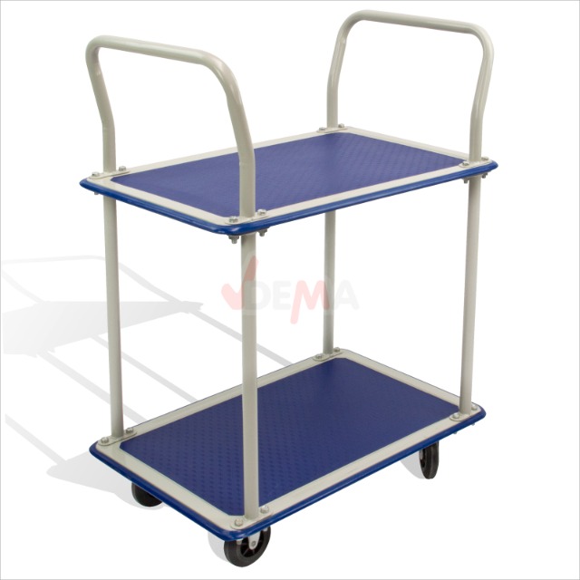Platform trolley with 2 shelves