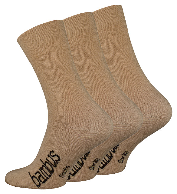 Unisex BAMBUS Socken mit nahtloser Spitze in beige