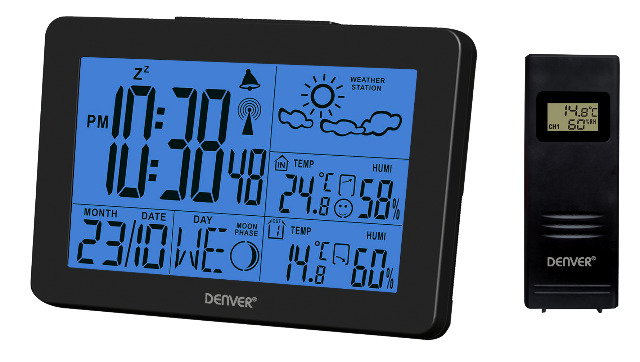DENVER WS-530 Wetterstation mit Uhrfunktion & Innen-/Außenmessung Alarm-Funktion