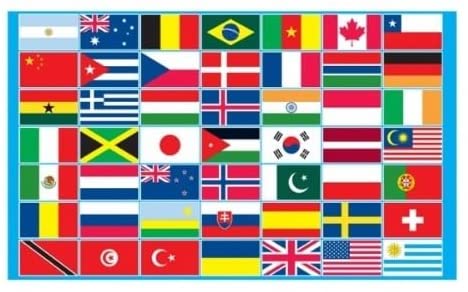 Amscan Fahne Multi-Nationen ca. 150 x 91 cm Flagge International mit 49 Ländern Fußball