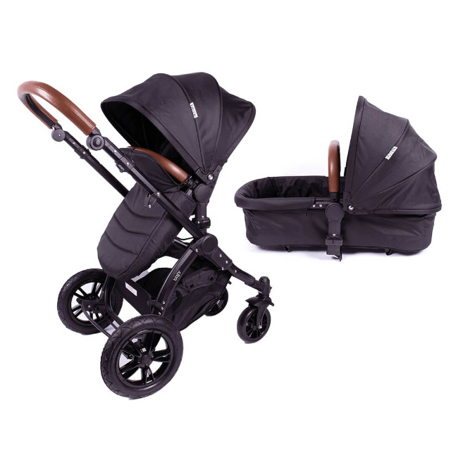 Blij´r Sam schwarz 2in1 Luxus Kombi Kinderwagen 360 Grad drehbar Buggy Baby Babyschale Sportbuggy Neugeborenes Eltern Fahren Wandern Laufen