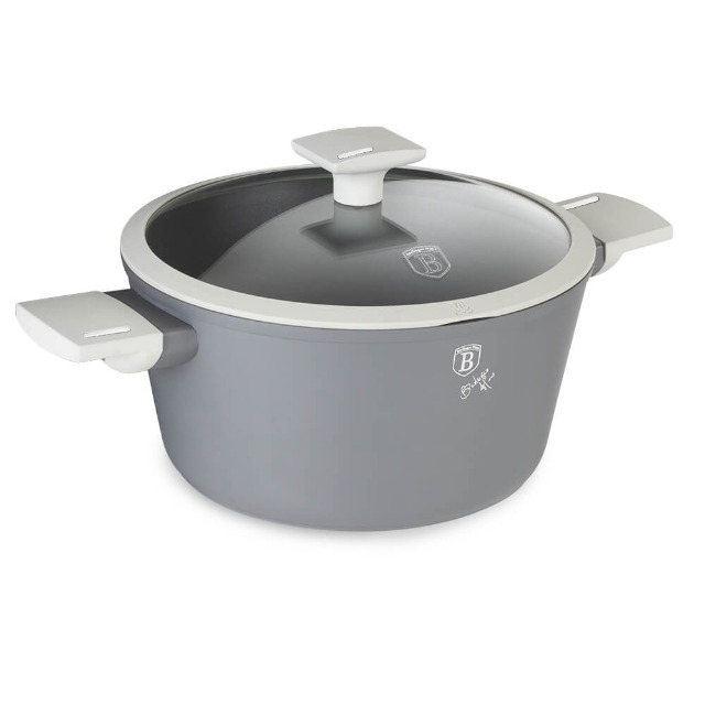 Berlinger Haus BH/7066 Aspen Collection Kasserolle in Grau mit Deckel Topf Durchmesser 20 cm Topf Kochtopf Küche dünsten braten kochen 
