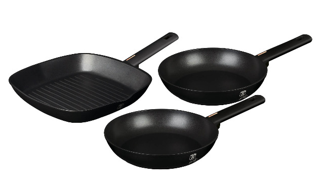 Berlinger Haus BH/7096 Monaco Collection Bratpfannen Set 3 tlg. in schwarz Pfannen Grillpfanne grillen braten schmoren Küche Haushalt kochen