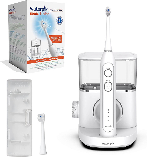 Waterpik Sonic-Fusion Zahnbürste mit integrierter Munddusche 2-Minuten Timer + 2 Bürsten Mundgesundheit Zahnreinigung Zähneputzen Zahnpflege