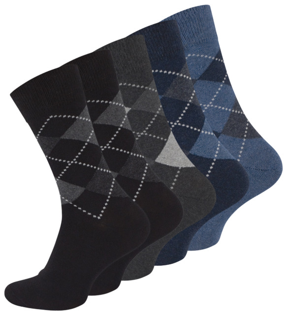 Herren Socken KARO CLASSICS ohne Gummibund - 5er Pack