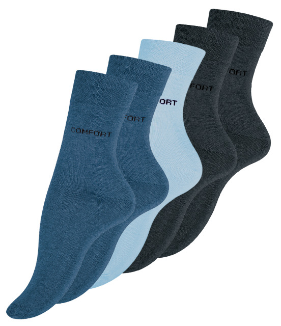 Damen Socken ohne Gummibund in Blautönen - 5er Pack