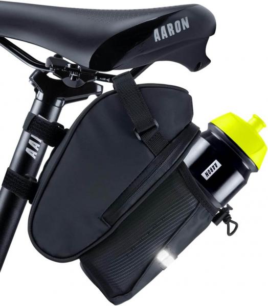 AARON Fahrrad Satteltasche mit Flaschenhalter wasserabweisend Reflektor Fahrradtasche