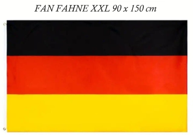 Premium Deutschlandfahne I EM WM Fußball Fan Artikel I Schwarz Rot Gold I Deutschland Fahne I XXL 90 x 150 cm I Top Qualität inkl Messing Ös
