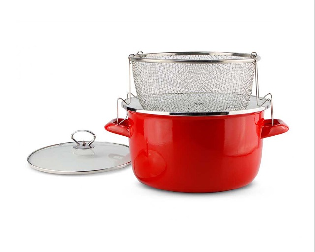 Frittiertopf 5lt. 26x14cm Metallic Red