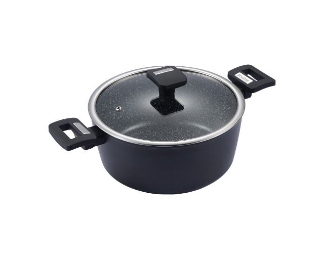 Bratentopf mit Deckel Marble Black 20cm