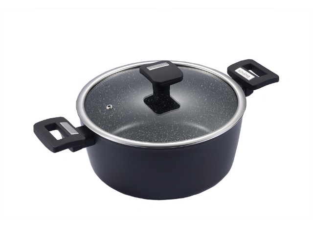 Bratentopf mit Deckel Marble Black 24cm