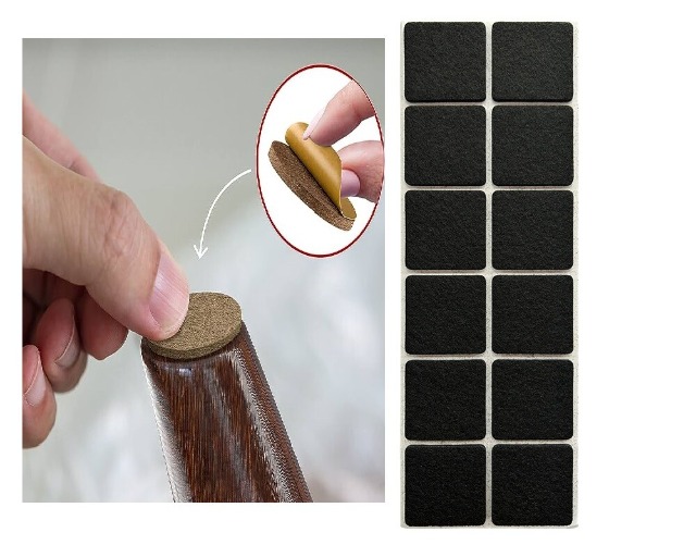 12-tlg. Filz Bodengleiter-Set Eckig Schwarz