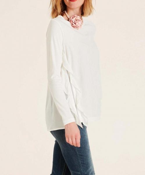 Rüschen-Shirt m. Reißverschluss, weiß