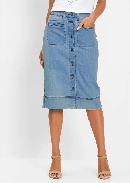 2,90 €/Stück - Damen-Jeansrock, Lagerbestand, Frühjahr-Sommer-Saison, Größen 38-54, schneller Versand