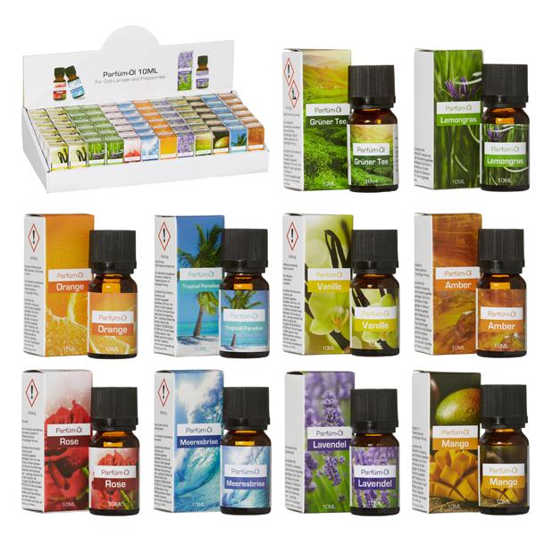 Duftöl 10ml im Display, 10 Düfte sortiert