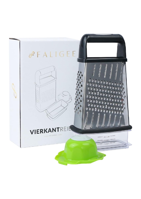 Edelstahl Vierkantreibe mit Auffangbehälter & Fruchthalter Multifunktional Gemüsereibe Rostfrei Handreibe Restposten Mix