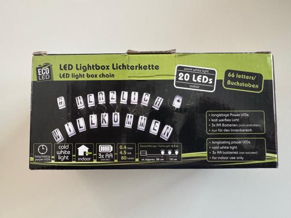 Lichterkette 20 LED mit Buchstaben Light Box Chain