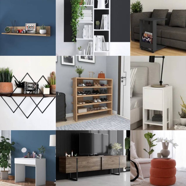 360 € – Markenmöbel-Mix (10 Stück) aus Kundenrückläufern, Kategorie A–C, Top-Marken wie House Nordic, Wenko, Songmics, Regale, Tische uvm.