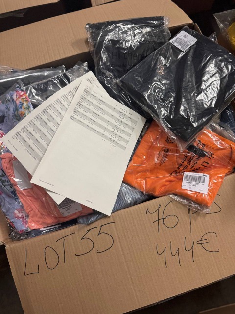 444 € für 76 Stk. Markenmix Damen & Herren – Retourenware A/B/C, Topmarken wie Nike, Adidas, Tommy, Levi’s, lagernd, gemischte Größen