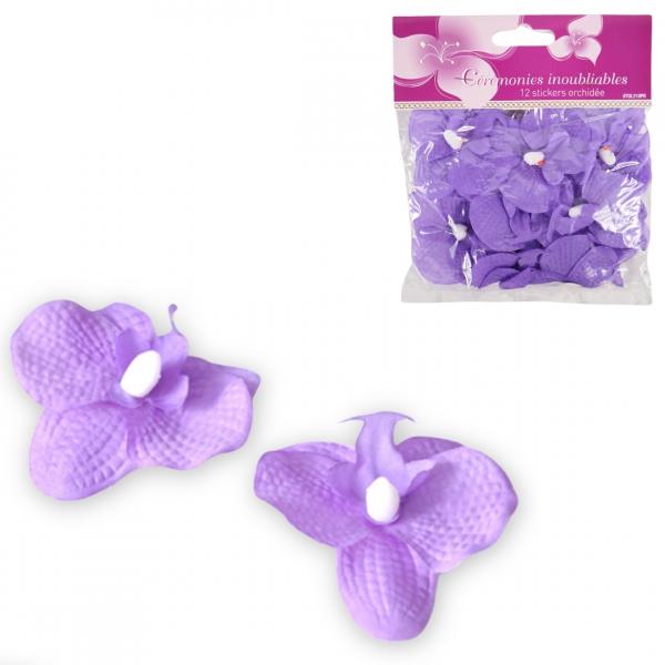 Dekoration Blume Orchidee Aufkleber lila 12 Stück