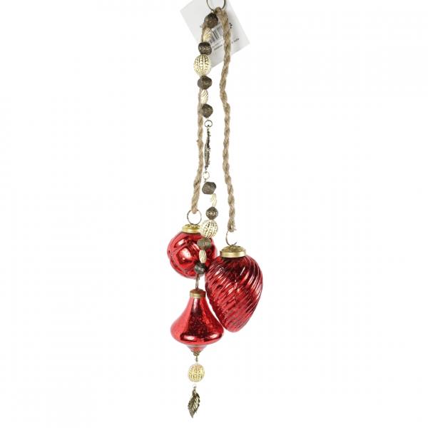 Weihnachtskugel Girlande Anhänger Glas rot 37,5 cm
