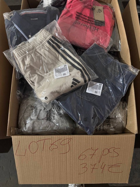 374 € – 67 Stück Markenbekleidung Mix Damen & Herren, Kategorie A/B/C, Kundenretouren, Top-Marken, Lagerware, echte Fotos, sofort verfügbar