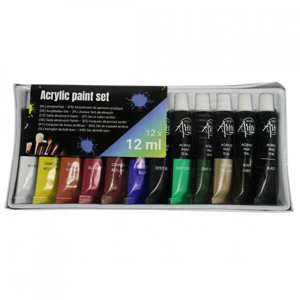 Malset Acryl 12 ml 12er Set mit Aufkleber