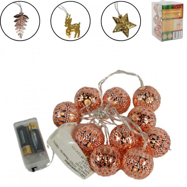 Lichterkette 10 batteriebetriebene LED-Lichter 165 cm 4fach sortiert