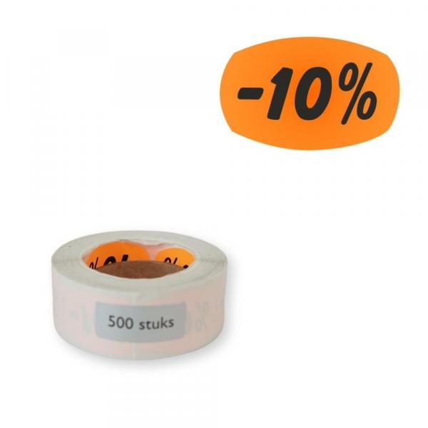 Aufkleber auf Rolle -10% orange 40 x 25 mm 500 Stück