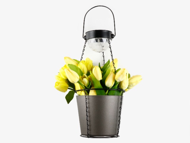Blumenampel Lampe Solarleuchte mit hängendem Blumenkorb 3,2V 600mAh 14500 Li-FePO 