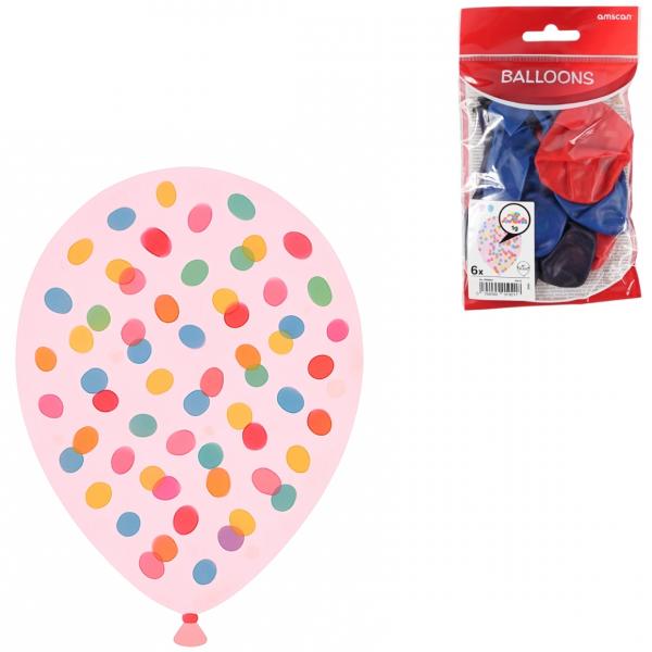 Amscan Luftballons Konfetti 27,5 cm 6 Stk.