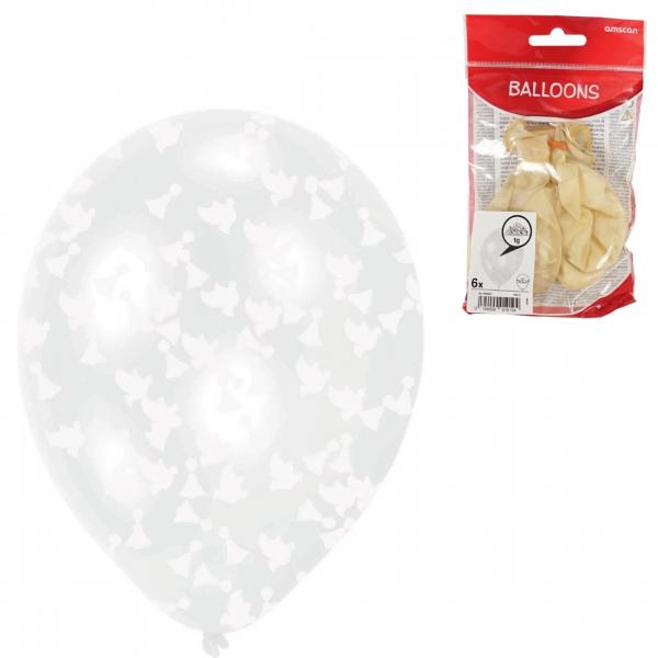 Amscan Luftballons Konfetti transparent 27,5 cm 6 Stk.