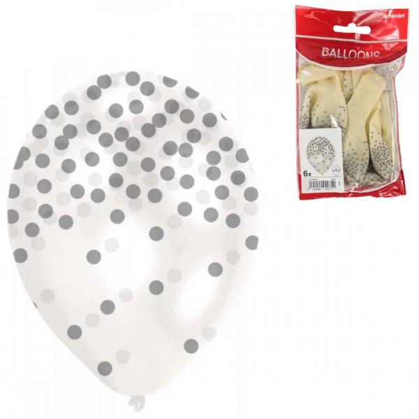 Amscan Luftballons mit Konfetti silber 27,5 cm 6 Stück