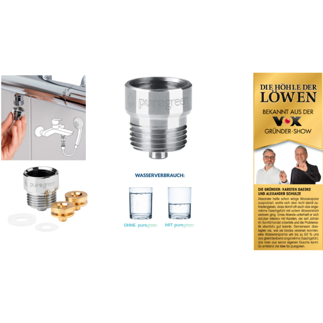 Puregreen Wassersparer Wasserhahn Einsatz Wassersparsystem Bad Küche Sparregler Sparaufsatz Restposten