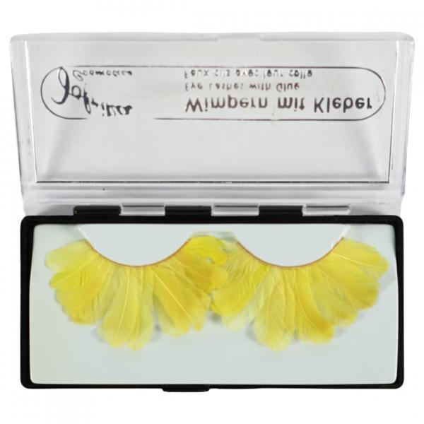 Jofrika Kosmetik künstliche Wimpern Federn gelb 9,5 cm B-Wahl