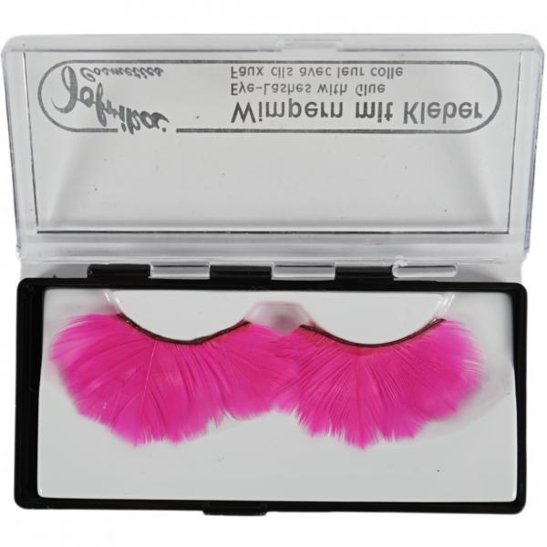 Jofrika Kosmetik künstliche Wimpern Federn neon pink 9,5 cm B-Wahl VE500