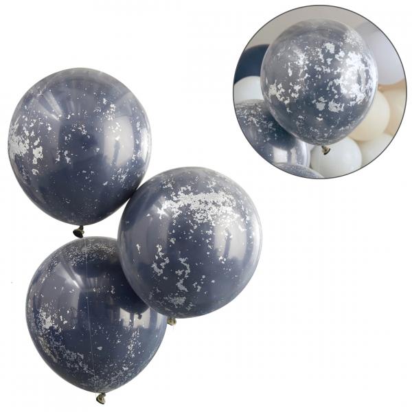 Ginger Ray Luftballons Double Stuffed blau-silber 3 Stück