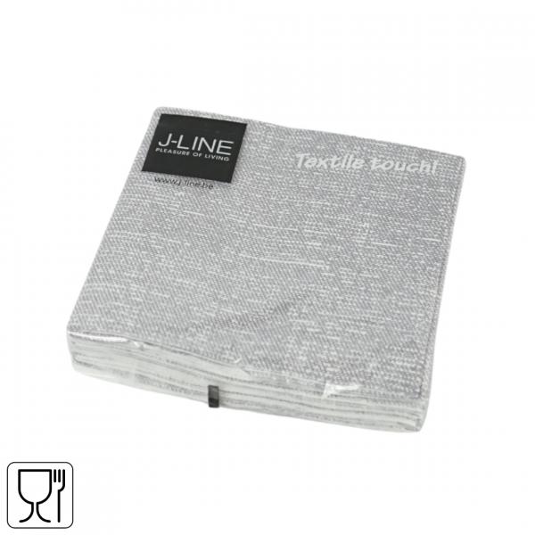 J-Line Servietten Textile touch silber 25 x 25 cm 16 Stück.