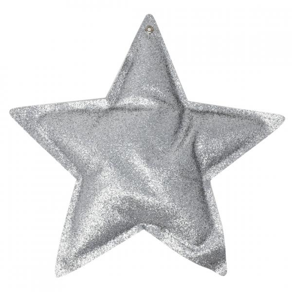 Weihnachtsanhänger Star glitter metallic silber 18 cm